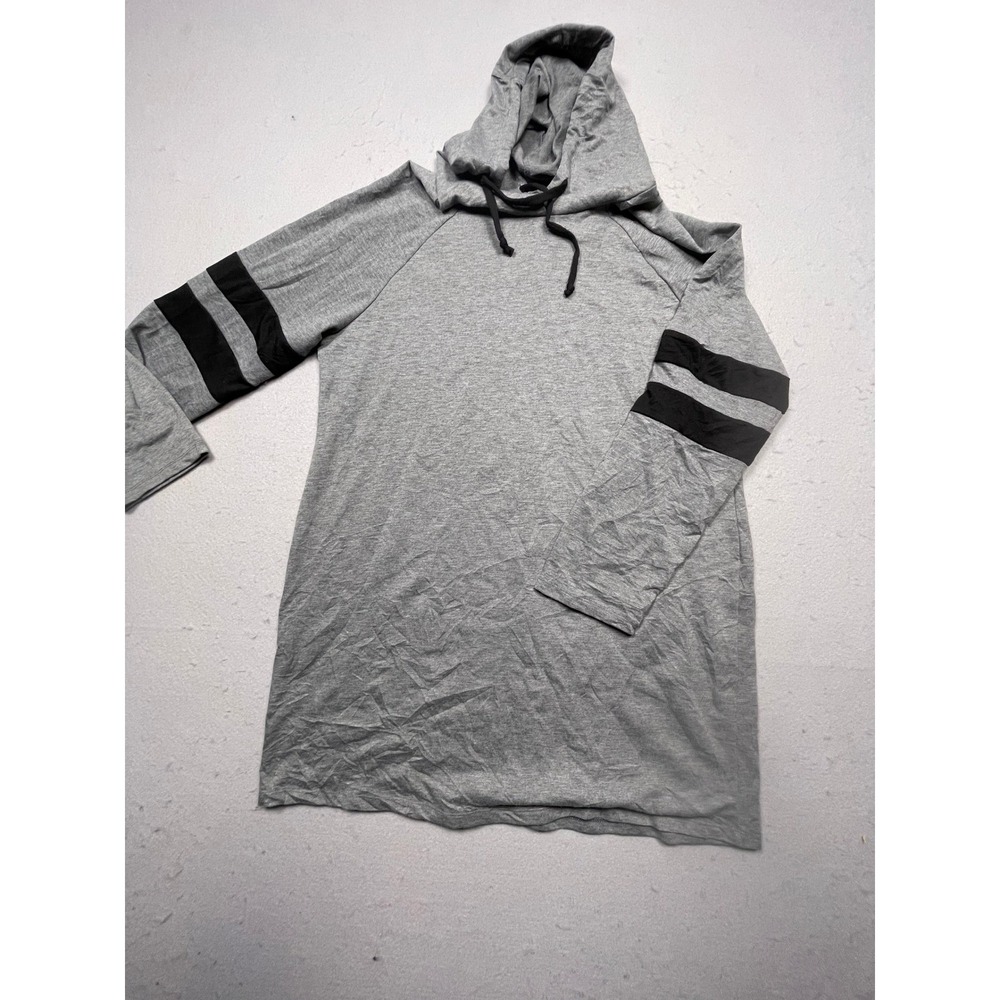 Ups‎ & Downs Striped Raglan Hoodie Womens 1X Gray Polyester Spandex Excellent